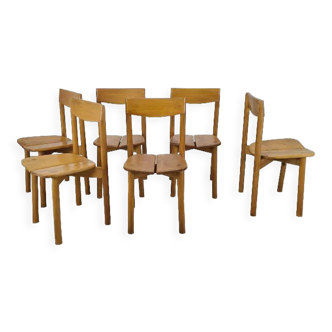 6 chaises grain de café vintage années 60