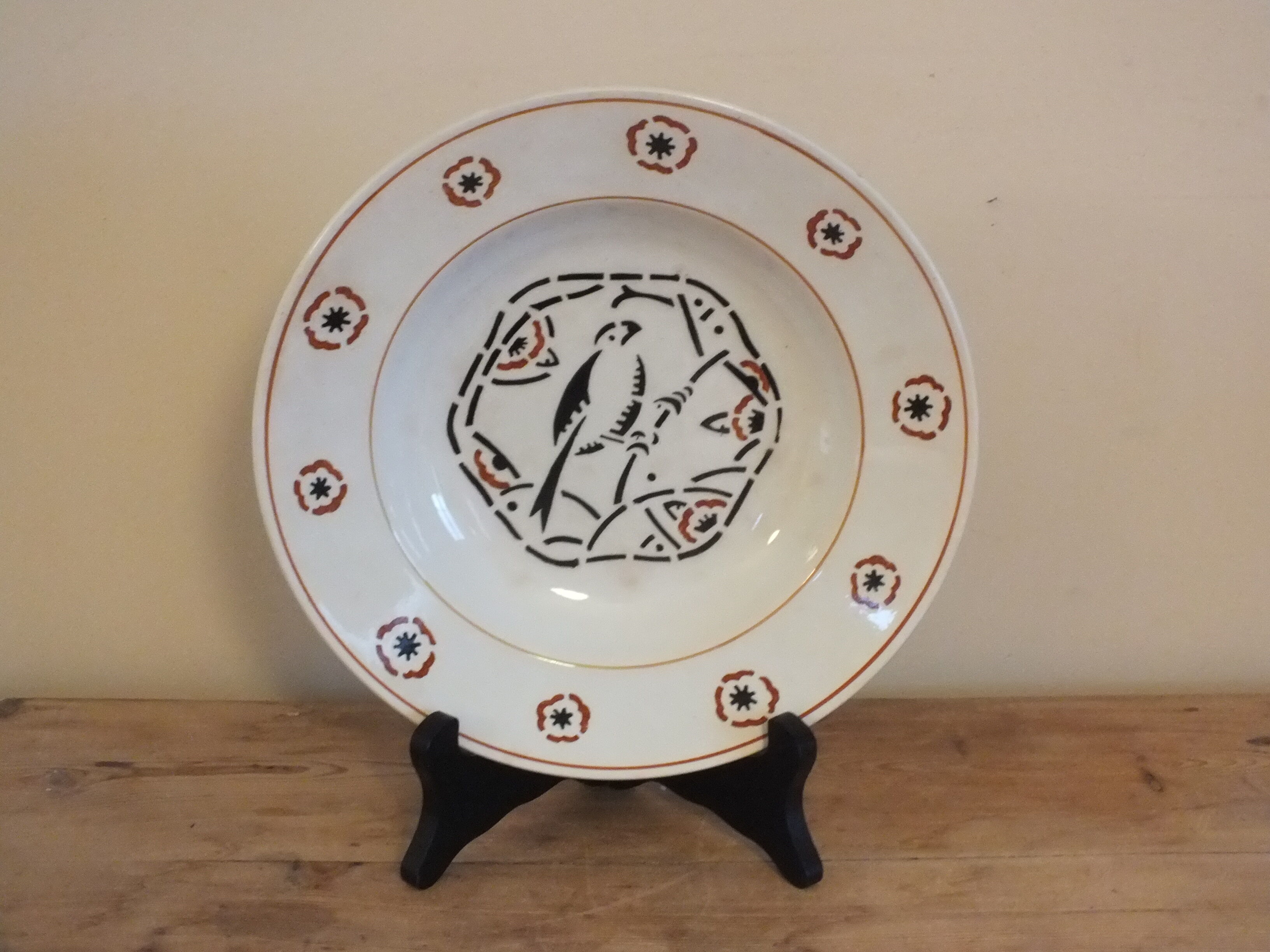 Hollow plate KG Lunéville Oiselet Art Deco style