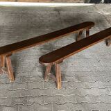 Pair of old benches in solid oak