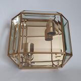 Brass wall lamp beveled glasses