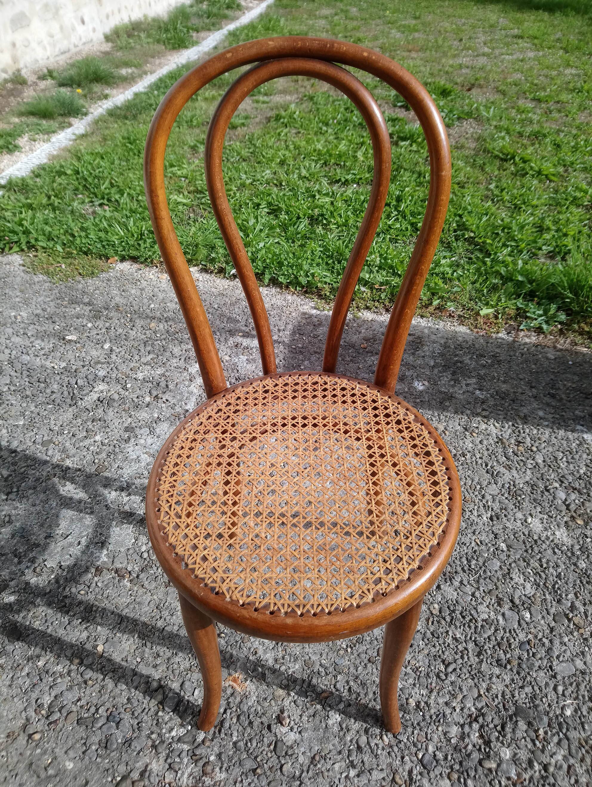Bistro chairs stamped Thonet, caned, 1930s, No. 18