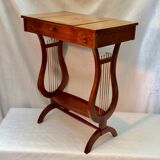 Marquetry dressing table with lyre-shaped feet original mirror dimension: h-72xl60pr35