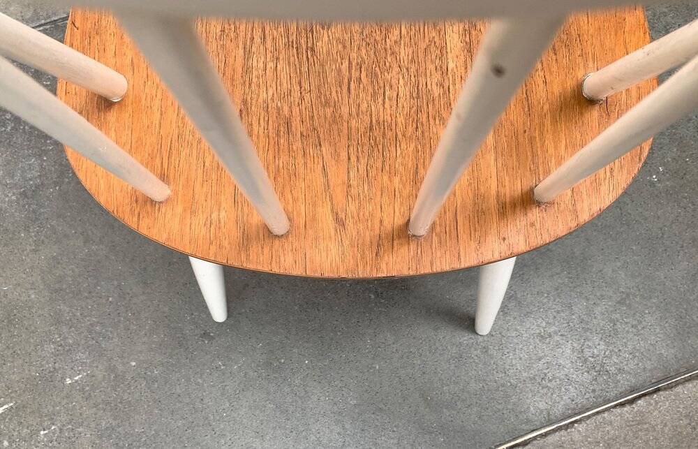 Teak mid-century table and Fanett chairs by Ilmari Tapiovaara for Asko, set of 5.