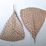 Set of 5 African fans woven in vegetable fiber, from Togo