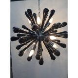 Italian Glass Sputnik Gold With Black Drops Chandelier