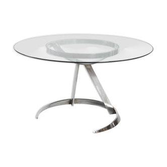 Table with stainless steel structure chromed by Boris Tabacoff (1927-1985)