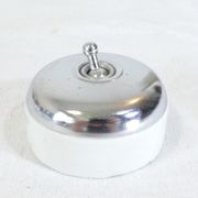 3 Ancient porcelain switches and industrial vintage crhomé metal