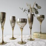 Lot of 5 glasses of metal champagne