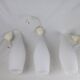 Superb set of three Holmegaard white opaline glass pendant lights