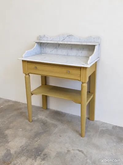 Antique wooden dressing table with painted finish and white marble – Farrow & Ball No. 66