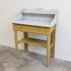 Antique wooden dressing table with painted finish and white marble – Farrow & Ball No. 66