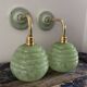 Paire d’appliques Art déco vert pastel