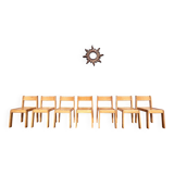 Series of 7 vintage Scandinavian bohemian wooden children's chairs
