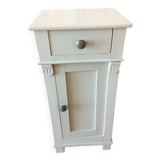 Bedside table in pine, restyled in lime green