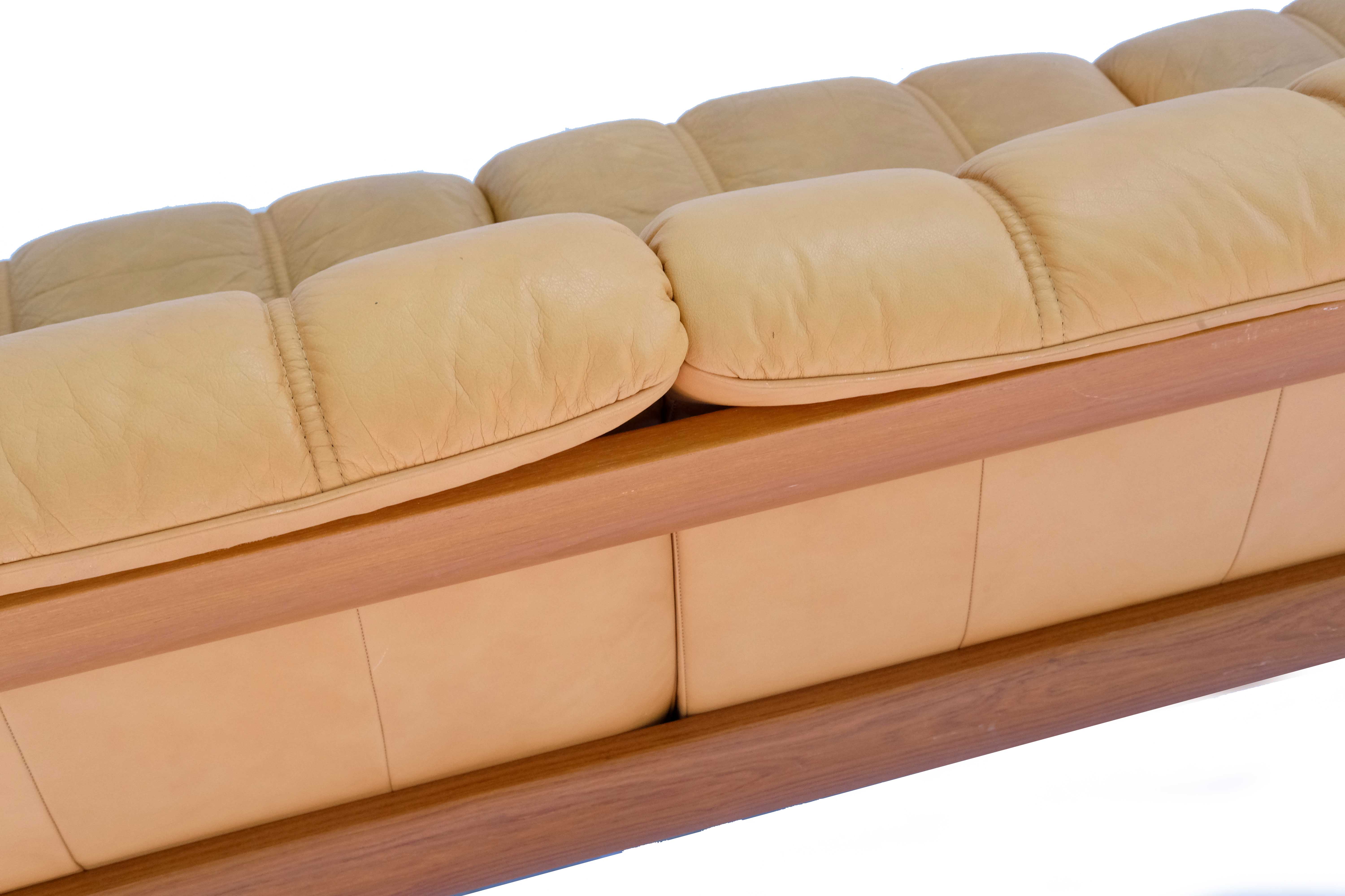 Norwegian modern ekornes teak & leather 3 seater sofa, model montana, 1970’s