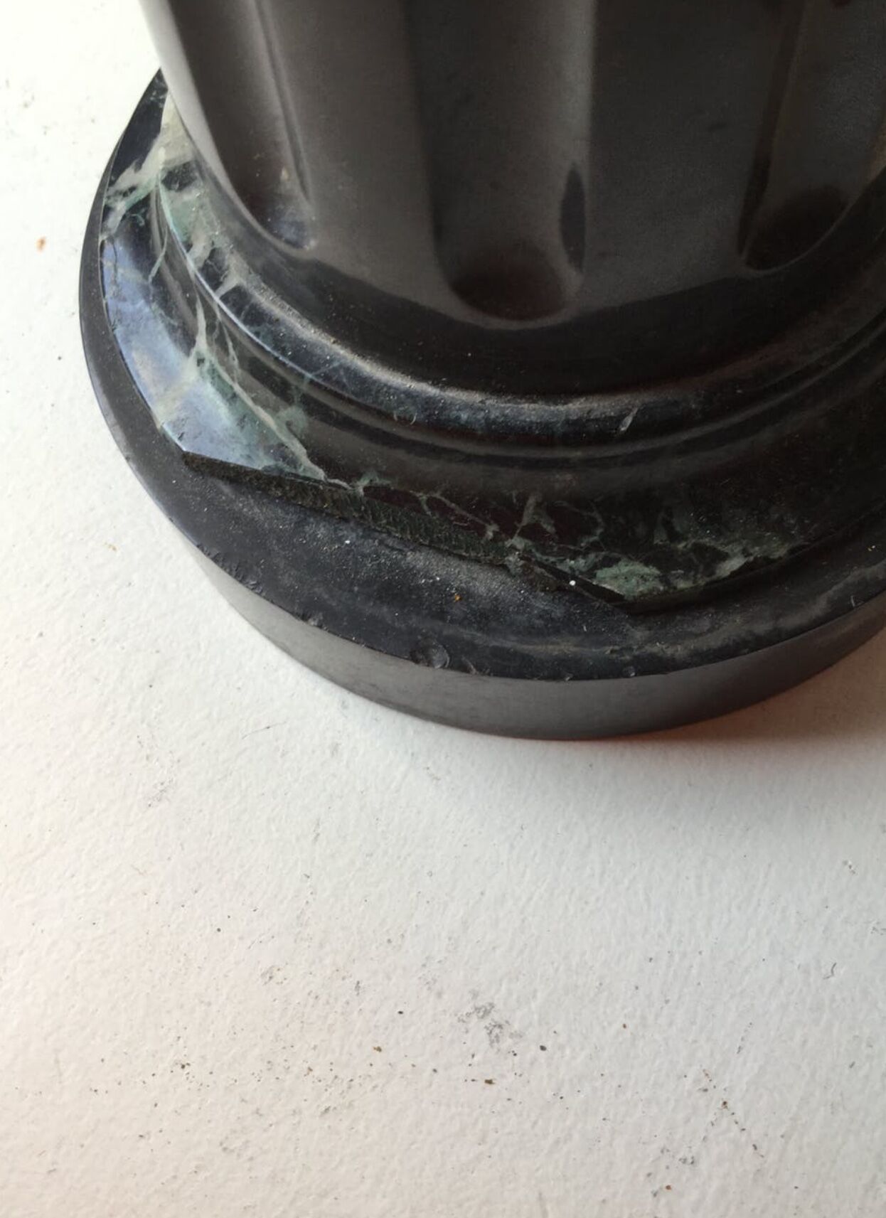 Black marble candlestick.
