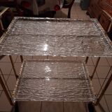 Vintage ice sculpted lucite serving table - foldable trolley bar