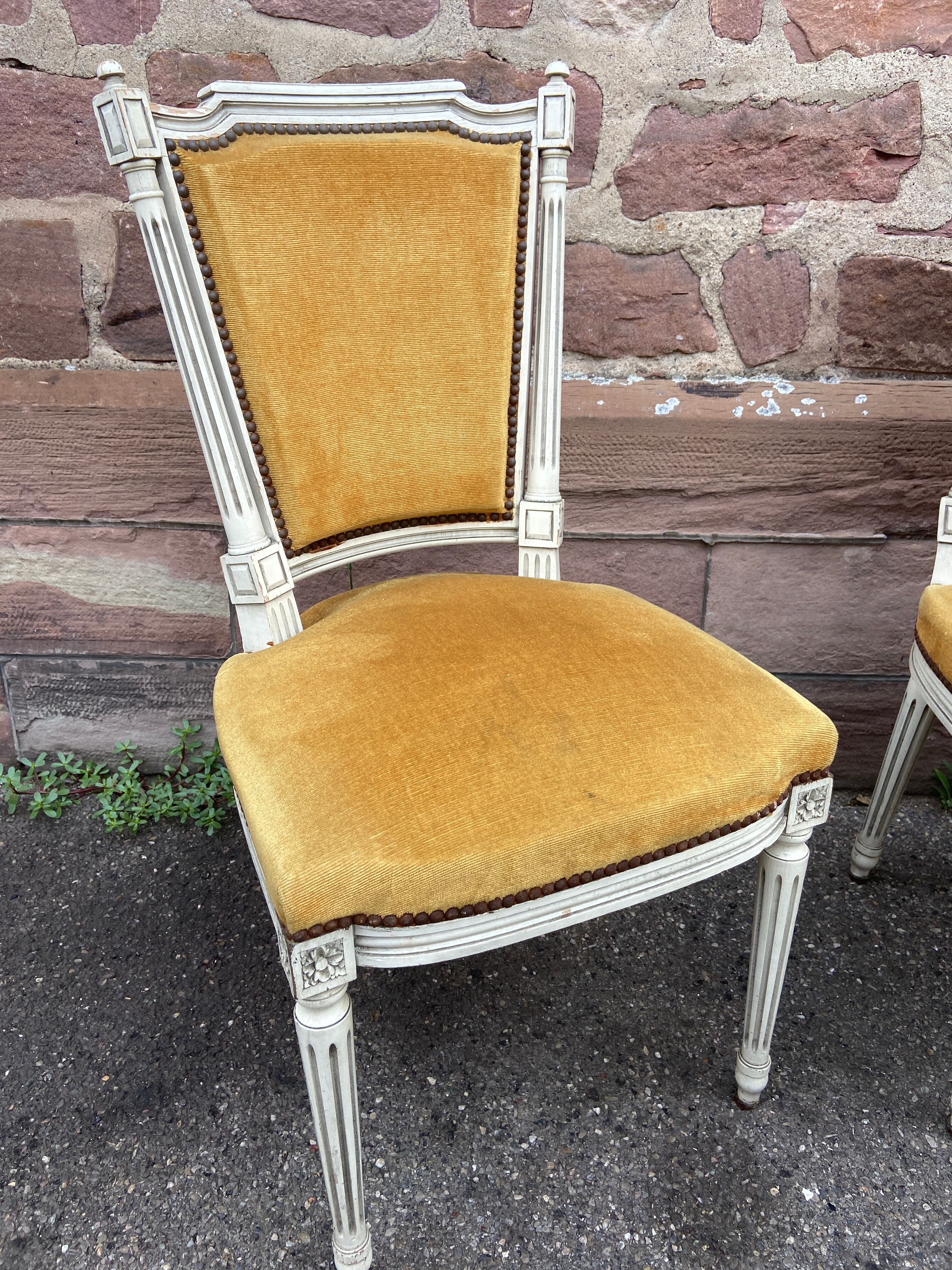 Set of 4 French chairs style Louis XVI vintage 1950 rococo Provence SHABBY CHIC