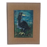 Tableau émaux sur cuivre oiseau années 1950/60