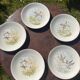 Set of 5 flat plates in Gien earthenware, Primefleur collection.