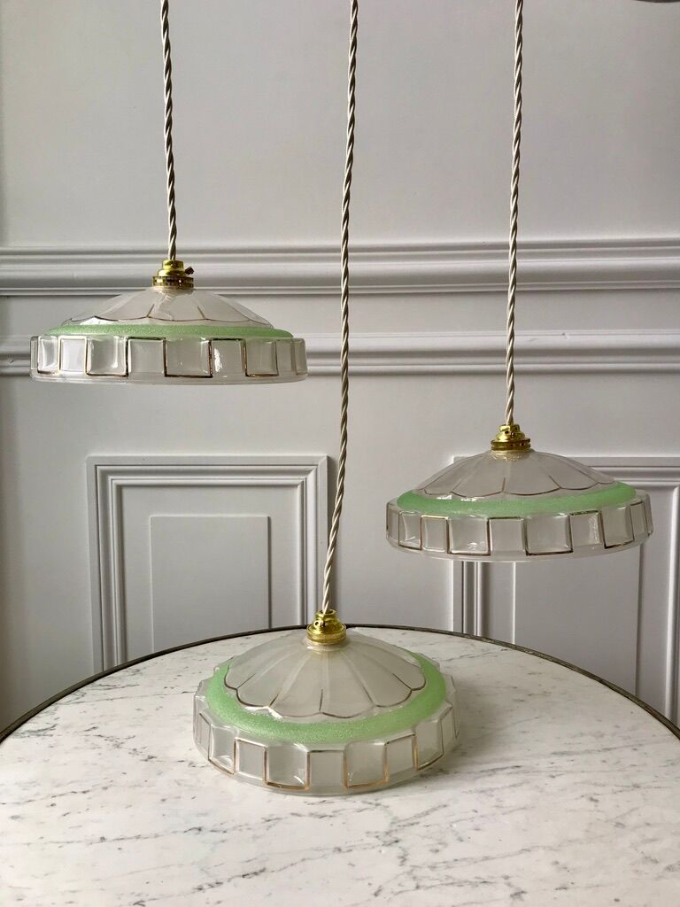 3 green granite glass suspensions 50-60s