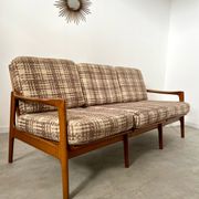 Lot armchairs and sofa 60 years Scandinavian design in vintage blond teak