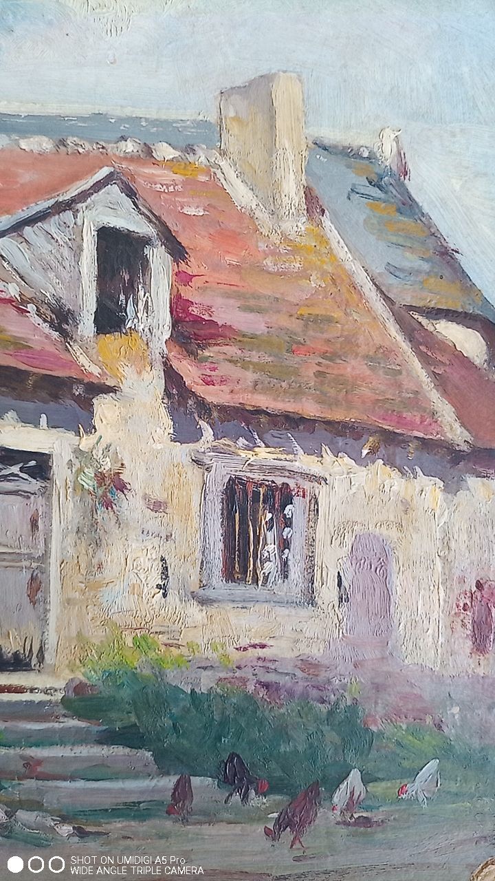 Edouard Leverd (1881-1950) oil on cardboard - 35 x 27 cm - farm in Villemardy