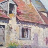 Edouard Leverd (1881-1950) oil on cardboard - 35 x 27 cm - farm in Villemardy