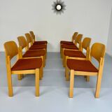 Lot of 8 old Scandinavian design wooden chairs from the 80s vintage