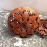 Lot 2 vintage wooden candlesticks