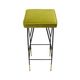 Italian Mid-Century Modern Square Black Lacquered Iron Lime Cotton Stools