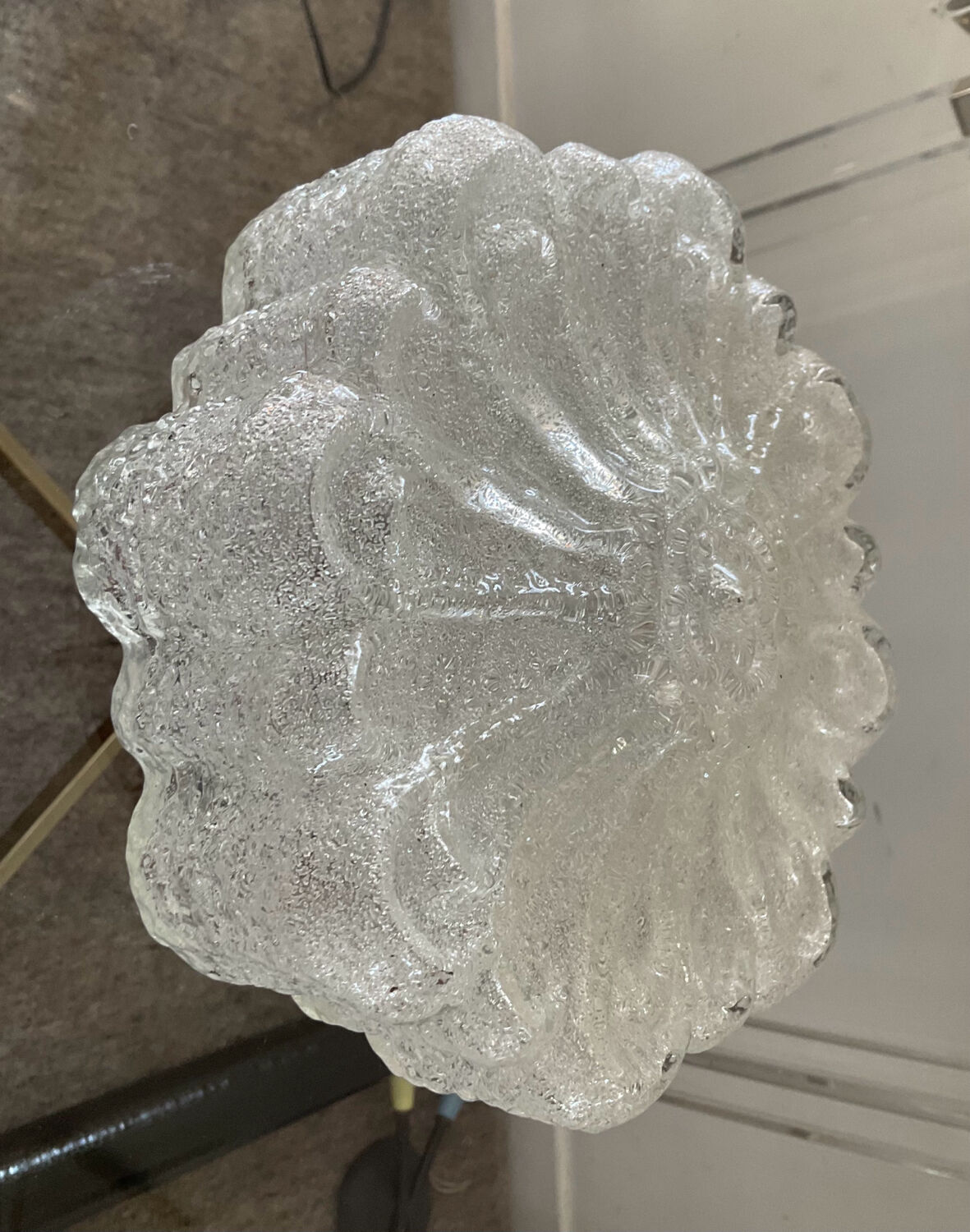 Molded glass wall lamp from the 70s