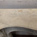Louis XV style fireplace in white Carrara marble, 19th century