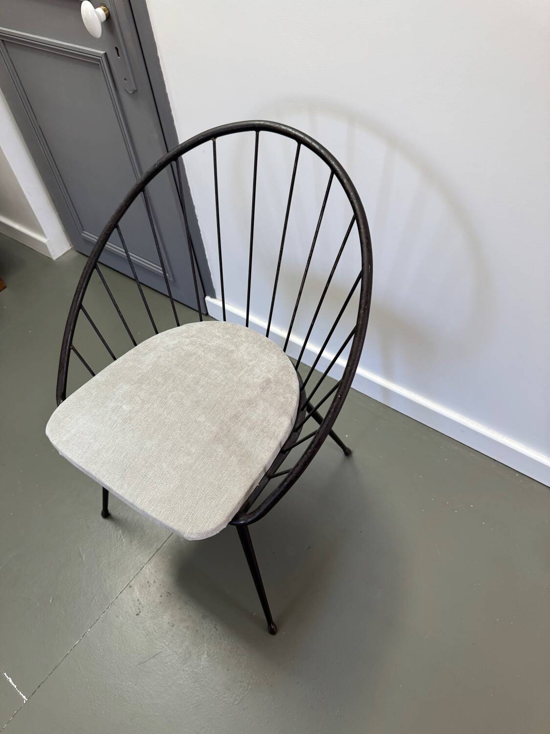 Vintage Corbeil armchair, iron, 1950s.