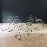 Mid-Century Modern Chrome Dining Chairs by Gastone Rinaldi, Italy, 1970s, Set of 6