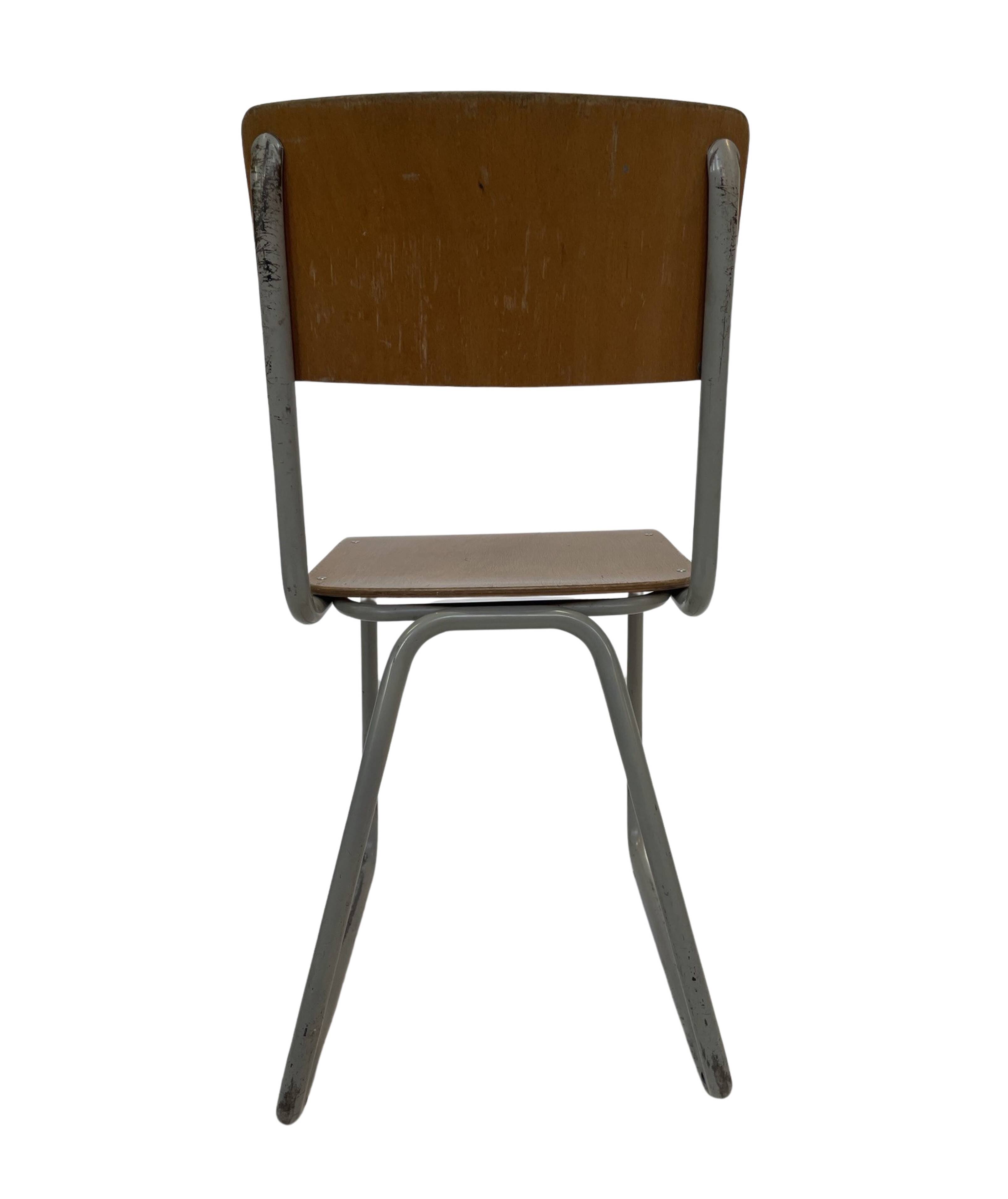 Vintage school chair 1960s minimalist design wood and metal