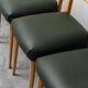 Set of 6 leather and wood chairs from the 1960s, vintage modernist