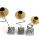 Set of 3 candlesticks | IKEA “Kräsen” from the 1980s | Steel, Brass, Granite