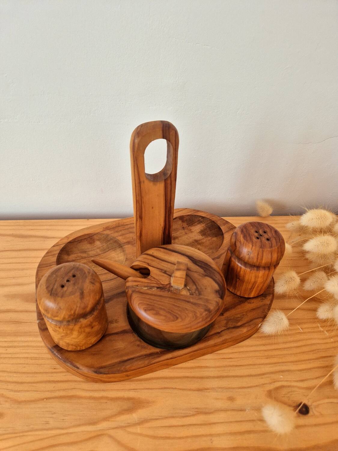 Olive wood spice set