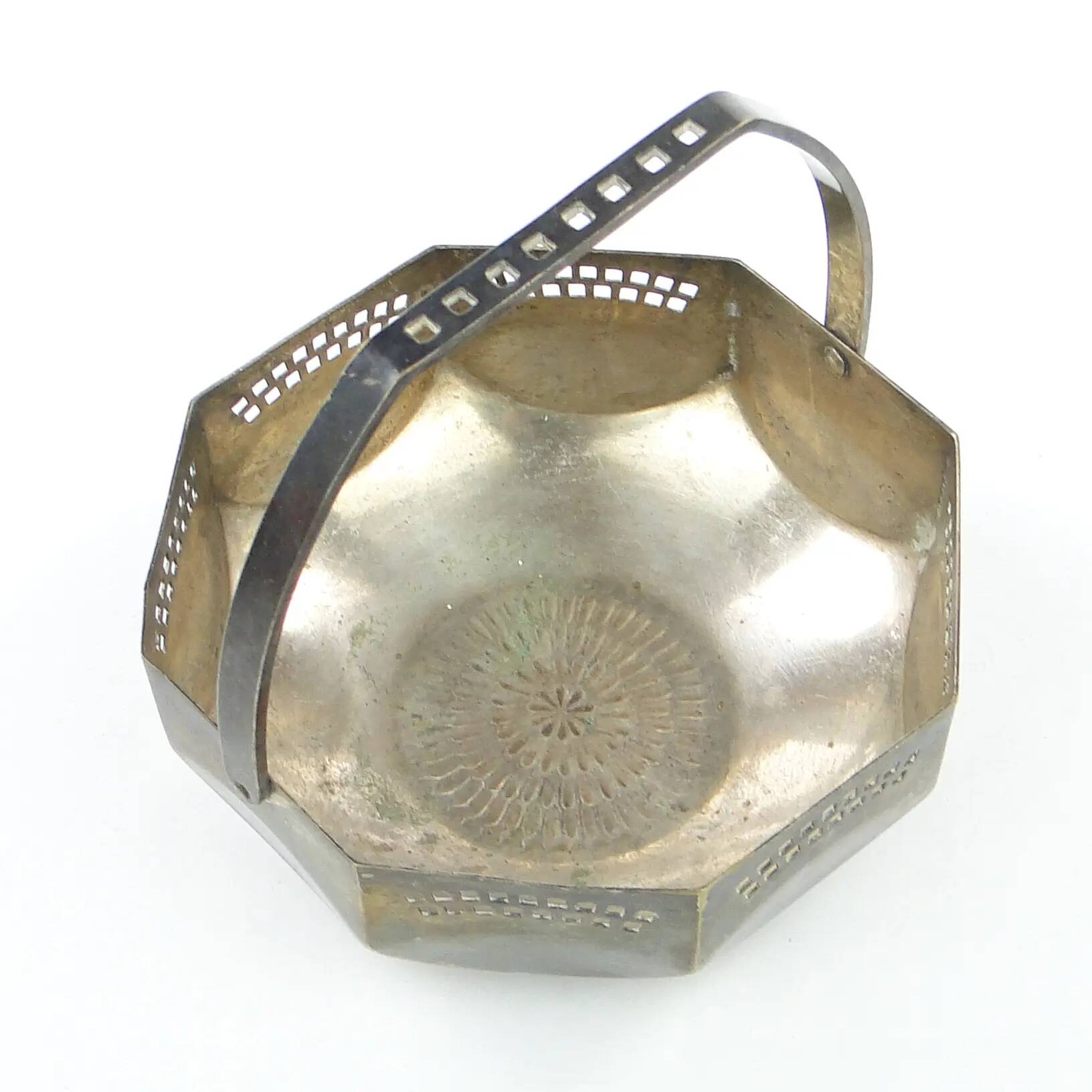 Art Nouveau sugar bowl, silver-plated brass, Austria, early 20th century
