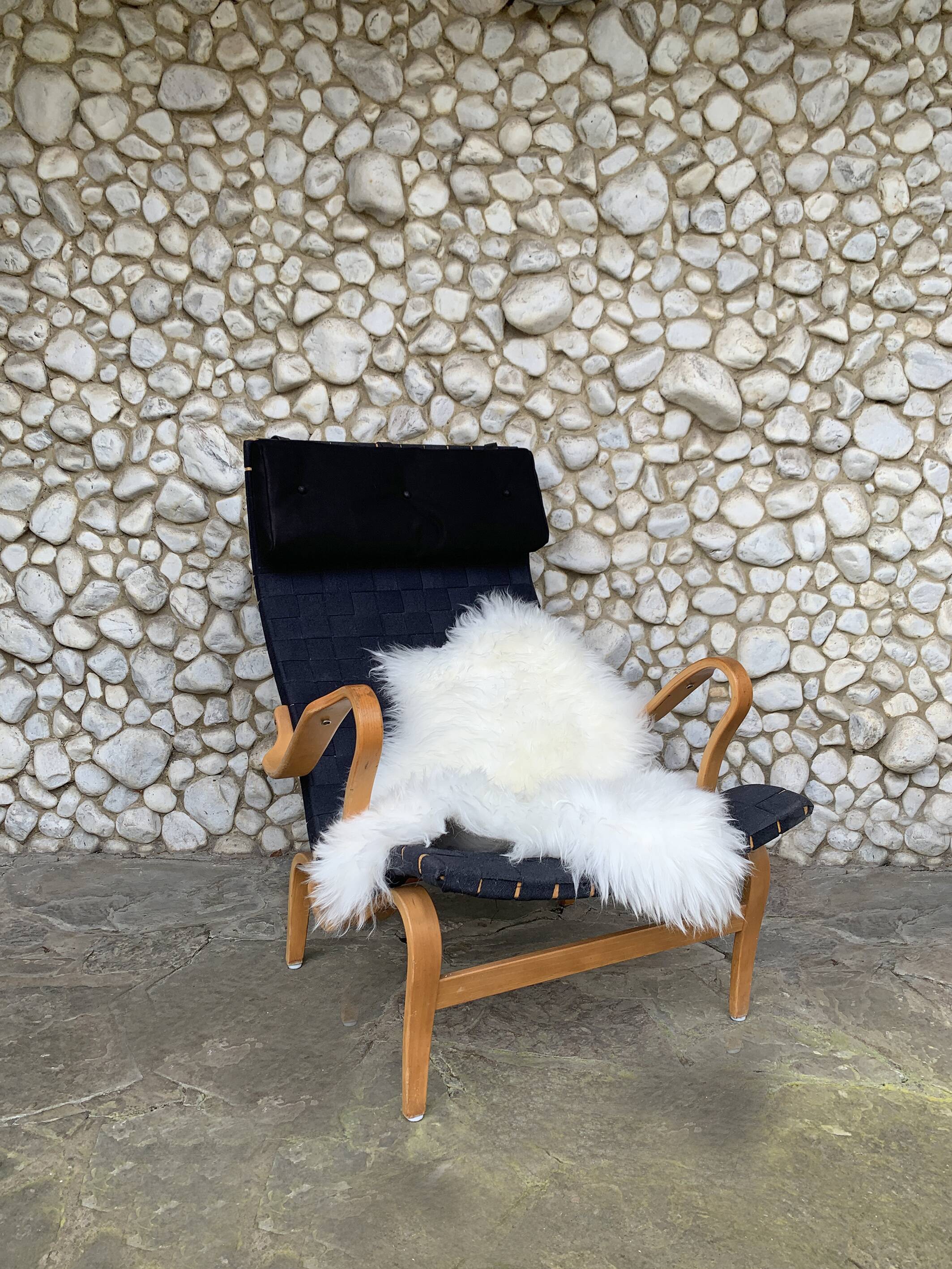 Pernilla armchair in black canvas by Bruno Mathsson, Dux, Sweden 1970