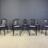 Set of Nr 222 chairs by Robert Mallet-Stevens, 1980s, Set of 8