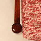 Fauteuil scandinave et repose-pieds couleur homard rouge design by H. Lis