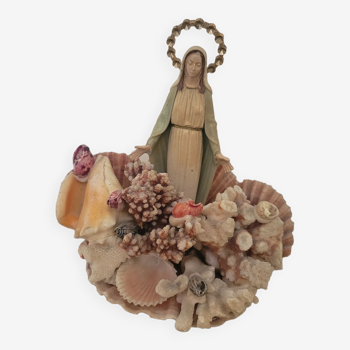 Statuette Vierge marie coquillages