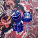 Bohemian blue crystal liqueur glasses