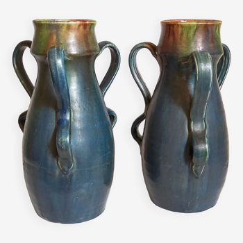 Duo of Flemish pottery of Charles and Auguste Maes early twentieth century