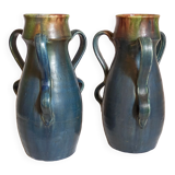 Duo of Flemish pottery of Charles and Auguste Maes early twentieth century