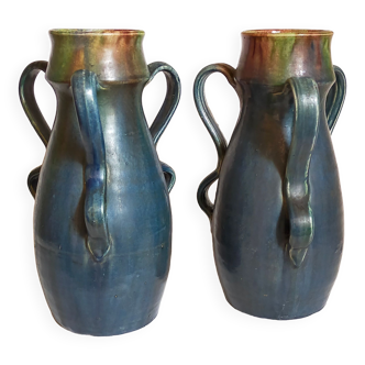 Duo of Flemish pottery of Charles and Auguste Maes early twentieth century