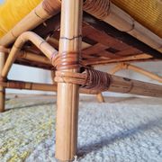 Banquette en rotin années 60 - velours jaune