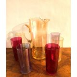 Vintage colored carafe and glasses